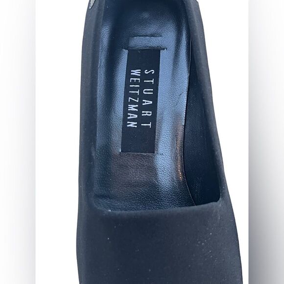 New Stuart Weitzman Square Toe Crepe 2.5" Rectangular Heel Made in Spain Size 7B - Picture 14 of 15